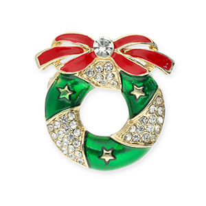 Broches christmas wreath Gold-red-green