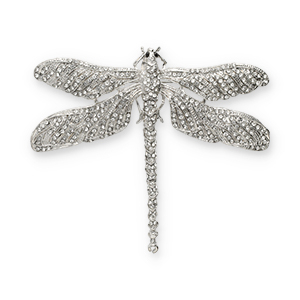 Statement broches dragonfly Silver-black-transparent