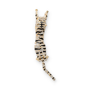 Statement broches tiger Gold-black-transparent