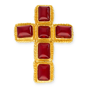 Statement broches cross Gold-red