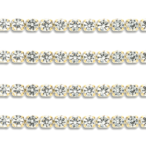 Strass chain van Stainless steel Roestvrij staal (RVS) 4mm Gold-crystal