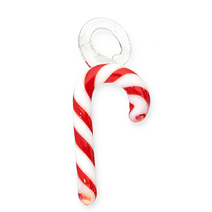 Glas bedels candy cane Red-white