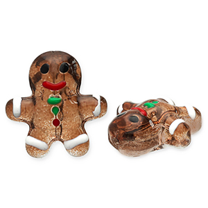Glas kralen gingerbread man Brown-white