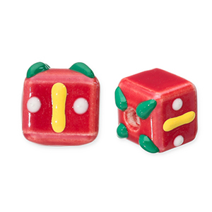 Glas kralen gift Red-green