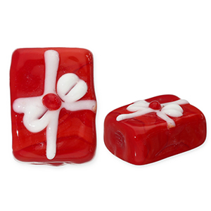 Glas kralen gift Red-white