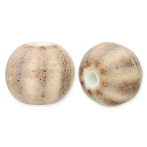 Keramiek kraal met strepen 12mm Light taupe