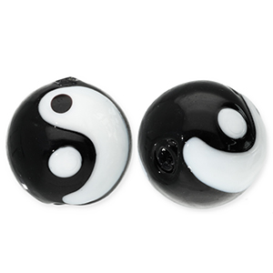 Glas kralen Yin & Yang Black-white