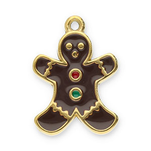 Bedels van Stainless steel Roestvrij staal (RVS) gingerbread man Gold-brown-red-green