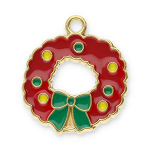 Bedels van Stainless steel Roestvrij staal (RVS) christmas wreath Gold-red-green-yellow