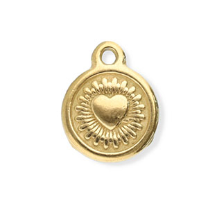 Bedels van Stainless steel Roestvrij staal (RVS) round with heart Gold