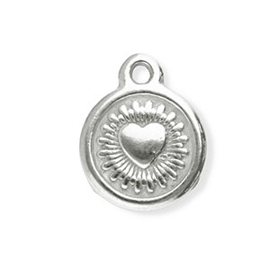 Bedels van Stainless steel Roestvrij staal (RVS) round with heart Silver