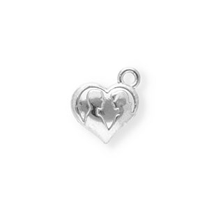 Bedels van Stainless steel Roestvrij staal (RVS) heart with silhouette Silver