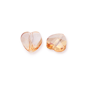 Facet fashion kralen heart Peachy beige-pearl shine coating