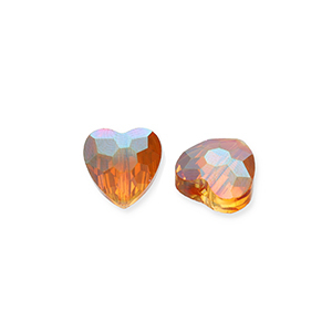 Facet fashion kralen heart Flame orange-AB coating