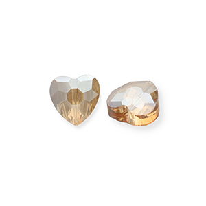 Facet fashion kralen heart Peachy beige-pearl shine coating