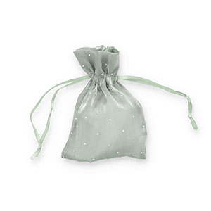 Satijnen sieradenzakje with strass Vintage olive green-silver