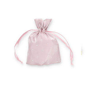 Satijnen sieradenzakje with strass Mauve purple-silver