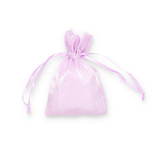 Satijnen sieradenzakje with strass Lilac-silver