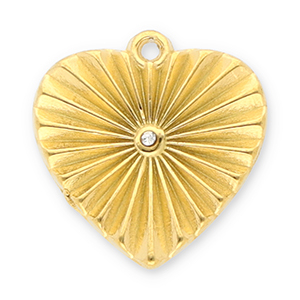 Bedels van Stainless steel Roestvrij staal (RVS) heart with strass Gold-transparent