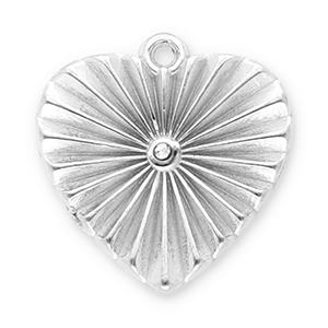 Bedels van Stainless steel Roestvrij staal (RVS) heart with strass Silver-transparent