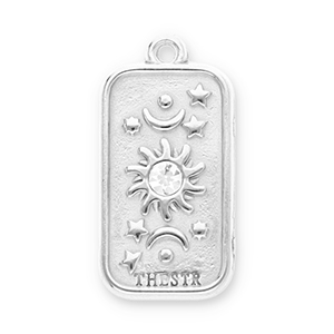 Bedels van Stainless steel Roestvrij staal (RVS) sun, moon and stars with strass Silver-transparent