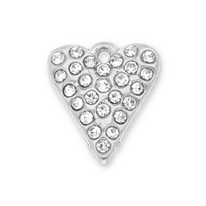 Bedels van Stainless steel Roestvrij staal (RVS) heart with strass Silver-transparent