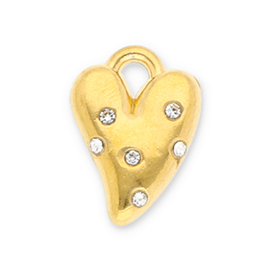 Bedels van Stainless steel Roestvrij staal (RVS) heart with strass Gold-transparent
