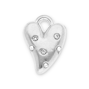 Bedels van Stainless steel Roestvrij staal (RVS) heart with strass Silver-transparent