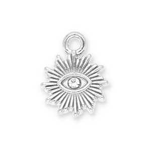 Bedels van Stainless steel Roestvrij staal (RVS) sun Eye of Providence with strass Silver-transparent