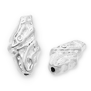 Kralen van Stainless steel Roestvrij staal (RVS) irregular with strass Silver-transparent