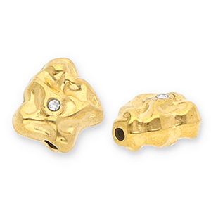 Kralen van Stainless steel Roestvrij staal (RVS) irregular with strass Gold-transparent