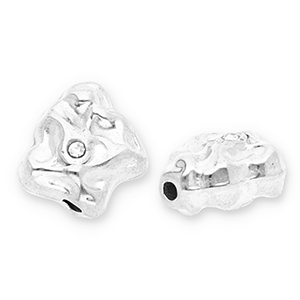 Kralen van Stainless steel Roestvrij staal (RVS) irregular with strass Silver-transparent