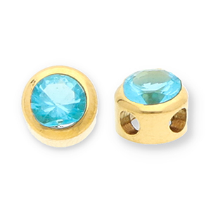 Kralen van Stainless steel Roestvrij staal (RVS) disc with strass Gold-blue