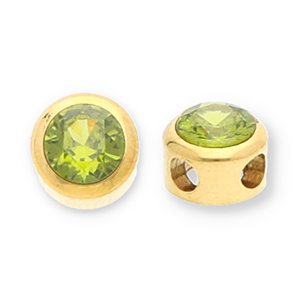 Kralen van Stainless steel Roestvrij staal (RVS) disc with strass Gold-olive green