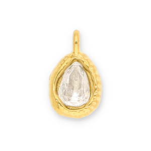 Bedels van Stainless steel Roestvrij staal (RVS) drop with facet Gold-transparent