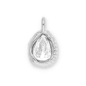 Bedels van Stainless steel Roestvrij staal (RVS) drop with facet Silver-transparent