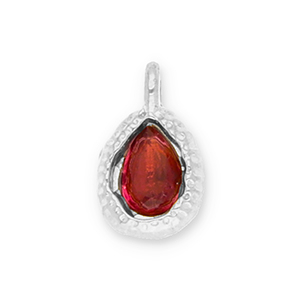 Bedels van Stainless steel Roestvrij staal (RVS) drop with facet Silver-red