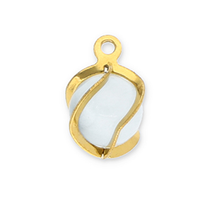 Bedels van Stainless steel Roestvrij staal (RVS) round Cat's eye Gold-milky white