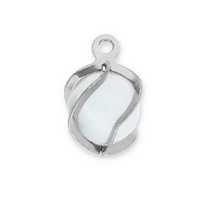 Bedels van Stainless steel Roestvrij staal (RVS) round Cat's eye Silver-milky white