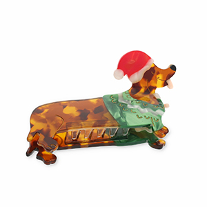 Haaraccessoires haarklem dachshund with sweater Brown-green-red-white