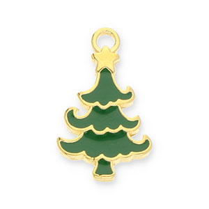 Metaal bedels DQ Christmas tree Goud- dark green (Nikkelvrij)