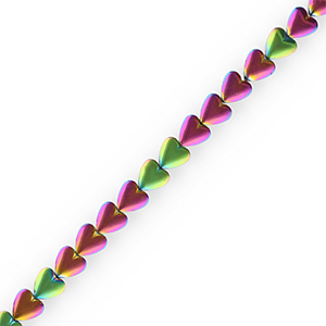 Kralen van hematite heart Purple-green-AB coating