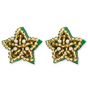 Musthave oorbellen / oorstekers star Gold-white-green