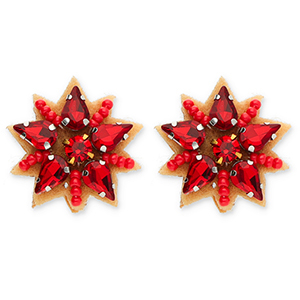 Musthave oorbellen / oorstekers star Red-silver-brown