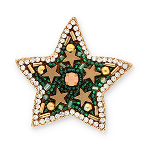 Broches star Green-crystal-brown