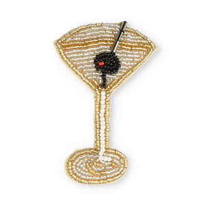 Broches cocktail glass Gold-crystal-black