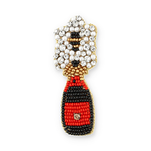 Broches bottle champagne Black-red-gold-white