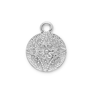 Metaal bedels round with flower Silver