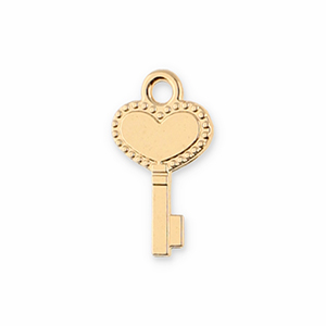 Metaal bedels key with heart Gold