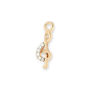 Metaal bedels musical note Gold-transparent